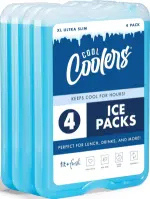 Cool Coolers by Fit & Fresh 4 Pack XL Slim Ice Packs: The Ultimate Reusable Solution for Meal Prep and Cooling Needs